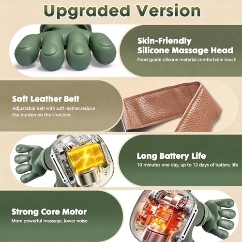 Neck Massager with Heat - Deep Tissue Shiatsu Electric Neck and Shoulder Massager with Fingers, 4D Kneading Design for Pain Relief, Cordless Masajeador De Espalda Y Cuello, Portable for Travel - Image 4