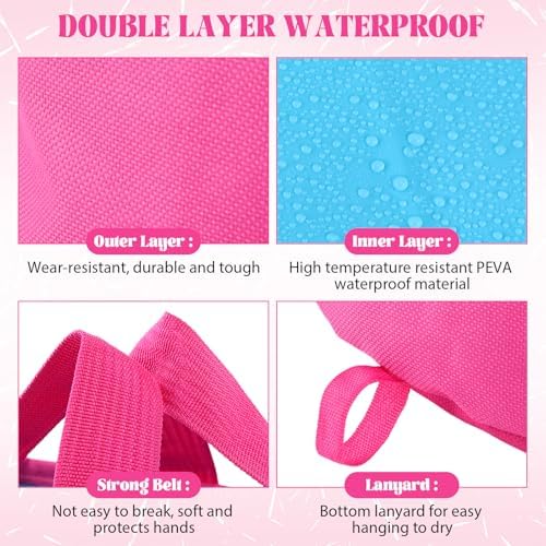 FillTouch 6 Sets Foldable Foot Bath Kit 15L Collapsible Foot Soaking Tub Bathroom Towels Women Adult Foldable Slippers with Storage Bag Spa Soak Pedicure Bath for Travel Camping(Rose Red) - Image 3