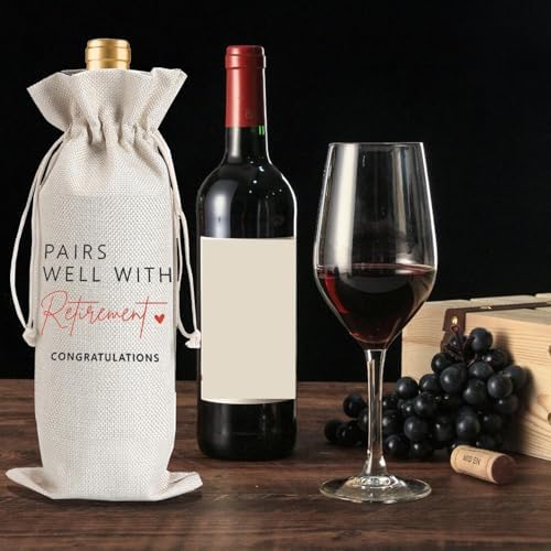 1Pcs Retirement Gifts for Women Men Farewell Gifts for Friends Retirement Wine Bag with 1Pcs Kraft Blessing Cards and natural jute rope - Image 5
