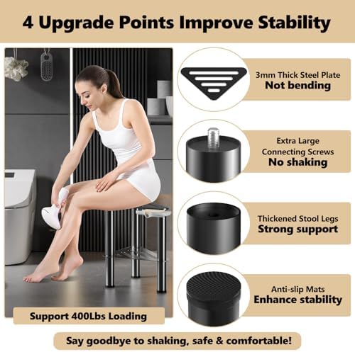 Corner Shower Foot Stool for Shaving Leg, Rust-Proof Non-Slip with Soap Box - Image 4