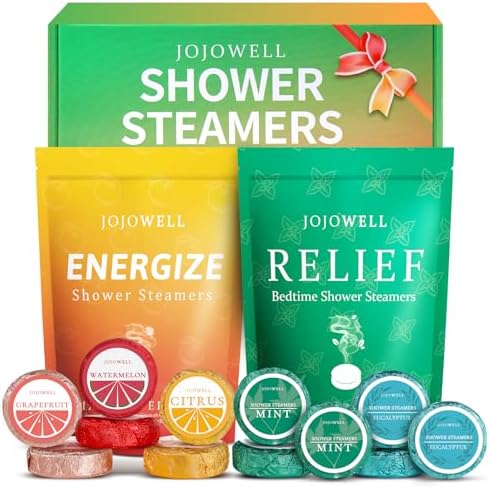 Shower Steamers Aromatherapy - 12 Pack Shower Bomes with Essential Oils, Birthday Gifts for Women Men, Relaxation Self Care Christmas Gift for Women Mom Wife Her, Stoking Stuffers by JOJOWELL