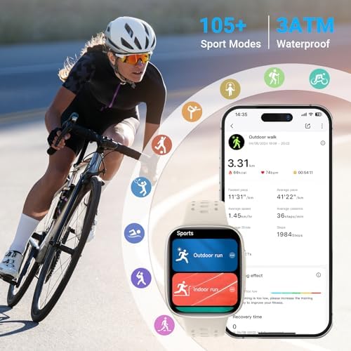 Smart Watches for Women/Men Android iPhone, [1.85" AMOLED Screen] Smartwatch Fitness Tracker 3ATM Waterproof with Bluetooth Calls, AI Control, Heart Rate/SpO2/Sleep Monitor, 7 Days Battery - Image 5