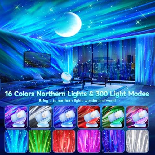 COOLNIGHT Ambient Lighting Sound Machine Aurora Night Light Projector with 30 Sounds,16 Colors Star Northern Lights Projector, Remote Timer Ocean Projector for Bedroom Gaming Living Room - Image 2