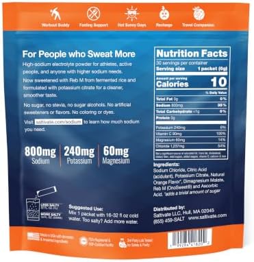 Electrolyte Packets, Salty Orange, 800mg Sodium, 30 Sticks - Image 3