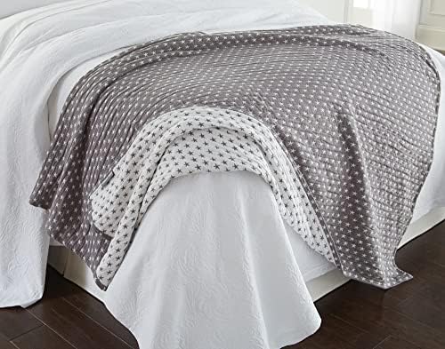 Sterling Creek Dawson Star Muslin Blanket Twin Three Layers Lightweight Breathable Cotton Gauzy Blanket for Adults, All Season (Twin, Gray) - Image 2
