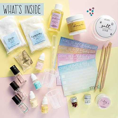 STMT DIY Signature Spa Set by Horizon Group USA, Mix & Make Your Own Spa Supplies with Salt Scrubs, Fragrances & Shimmer Lotions. Multicolored - Image 2