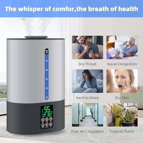 Coolfiqu 6L Warm & Cool Mist Humidifiers for Bedroom,Large Room,Plants - Image 5