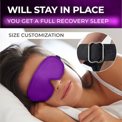 Peace&Quiet | PQ Sleep Mask for Side Sleepers - 3D Contoured Light Blocking Sleeping Mask for Women and Men, Lightweight & Soft Eye Shade Cover for Deep Rest, Premium Quality (Purple) - Image 5