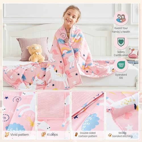 Weighted Blanket - 5 lbs Cooling Pink Unicorn Heavy Blanket - Small Size Breathable Lap Blanket for Hot Sleepers(36"x48", 5 lbs) - Image 4