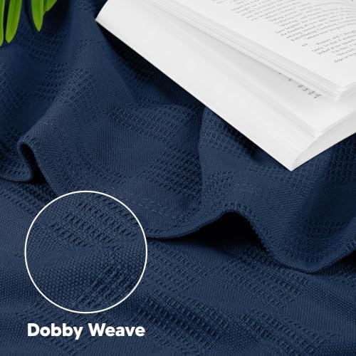 Utopia Bedding 100% Cotton Thermal Blanket Navy Twin, 90x72 Inches - Image 3