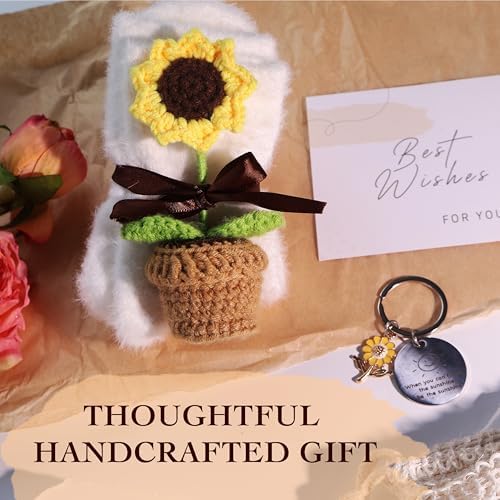 Birthday Gifts for Women Self Care Spa Gift Basket Crochet Sunflower Scented Candle Handmade Soap Get Well Soon Thinking of You Gifts for Mom Sister Friend Teacher Wife Her Relaxation Care Package - Image 5