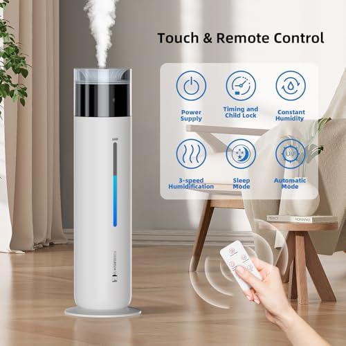 10L/2.6Gal Top Fill Cool Mist Smart Humidifier, 100H Runtime Ultra Quiet 30dB Auto Humidity Control with Essential Oil Tray, 600 sq. ft Large Room Humidifier for Bedroom Office Baby Nursery - Image 3