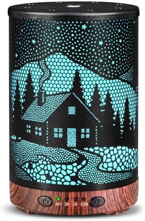 Essential Oil Diffuser, 120 ml Aromatherapy Diffuser with 7 Color Lights, Auto Shut-Off and 4 Timer Settings, Ultrasonic Cool Mist Diffuser for Home Room Office (Winter Cabin) by JOYOLO