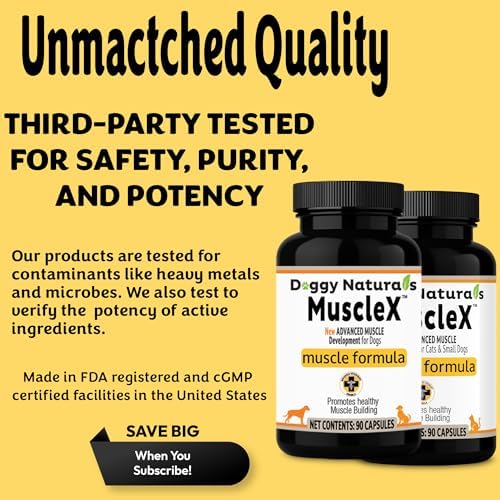 MuscleX™ Canine Muscle Formula Cats & Small Dogs with 300 mg CaHMB & Vitamin D3 - Natural Muscl Building Formula-Helps Reduce Muscle Loss Due to Normal Aging & Improves Recovery from Injury(180 Caps) - Image 5