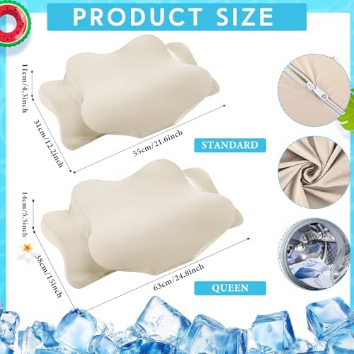 Hahafelt Cooling Cervical Neck Pillowcase,Beige,Standard Size - Image 2
