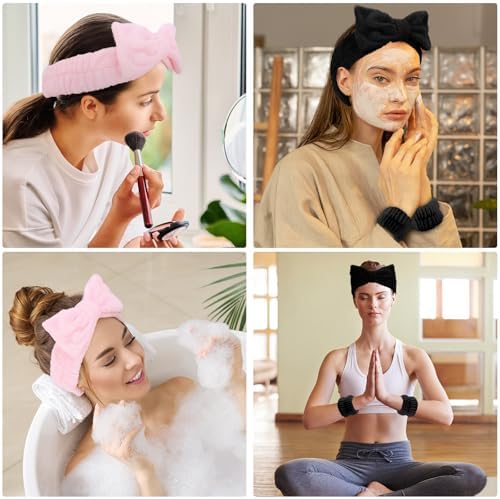 WHAVEL 6PCS Spa Headband and Wristbands Set, Face Wash Headband Wrist Bands for Washing Face Skincare Makeup Hair Band Skin Care Accessories Tools - Image 6