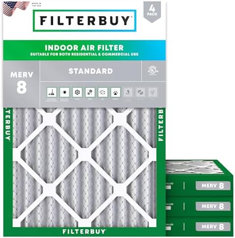 Filterbuy 24x28x2 Air Filter MERV 8 Dust & Allergy Defense (4-Pack) by Filterbuy