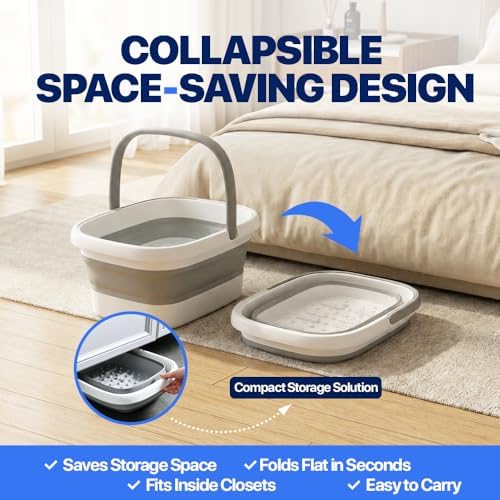 AllSett Health Collapsible Foot Bath – Advance Feet Soaking Tub with Portable Design and Handle – Foldable Pedicure Foot Spa Basin – Compact and Lightweight Soak Tub with Acupressure Points, White - Image 5