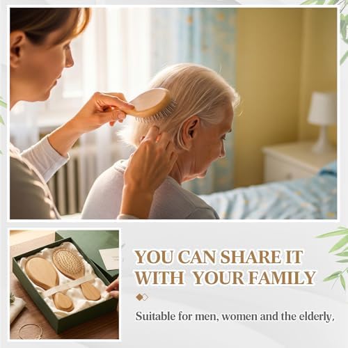 FoldTier 6 Pack Mini Bamboo Hair Brush with Metal Bristles - Image 5
