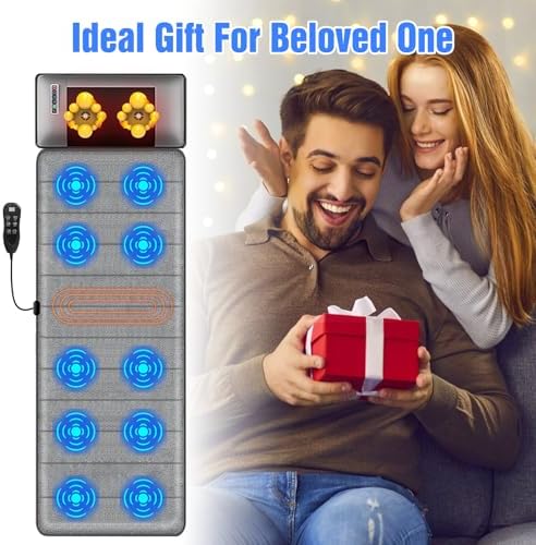 Full Body Massage Mat with Heat,Electric Massage Pad with Shiatsu Neck Back Massage Pillow,Massage Mattress Chair Pad W/ 10 Vibration Motors 3 Heating Levels for Neck,Back&Full Body Pain Relief - Image 5