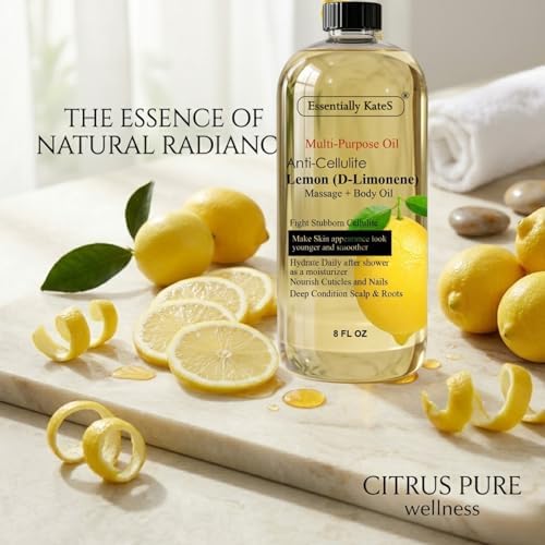 Essentially KateS Lemon (D-Limonene) Massage Lotion Body Oil Multi-Purpose Oil 8 Fl Oz - Cellulite Massage, After-Shower Moisturizer, Hair Scalp Conditioning, and Nail & Cuticles Nourishing - Image 6