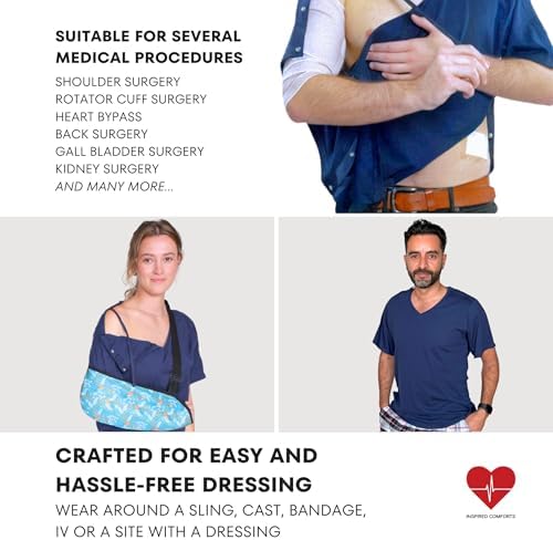 Inspired Comforts Unisex Post Surgery & Rehab V Neck Dual Access Snap Shirt - Image 3
