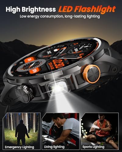 Military Smartwatch for Men 1000mAh Fitness Tracker Rugged Men Watch 2Bands - Image 4