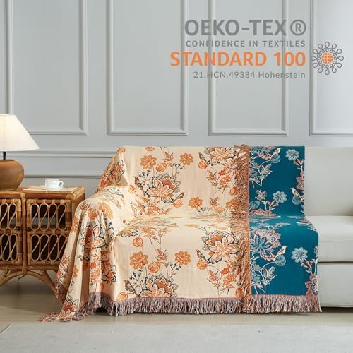 Boho Throw Blanket for Bed 90”x98”, 100% Cotton Blanket for Couch Sofa - Image 4