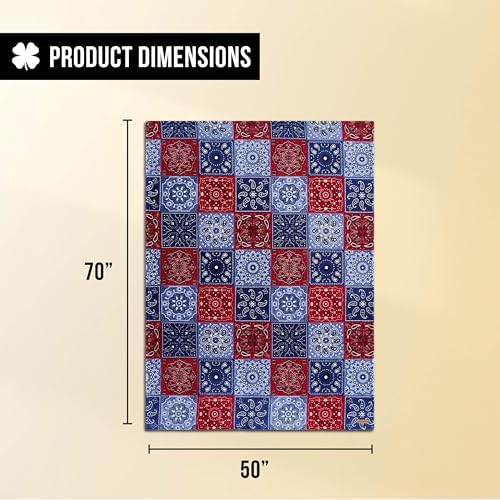 Lucky Brand 50" x 70" Plush Throw Blanket, Bandanny Blue/Red - Image 2