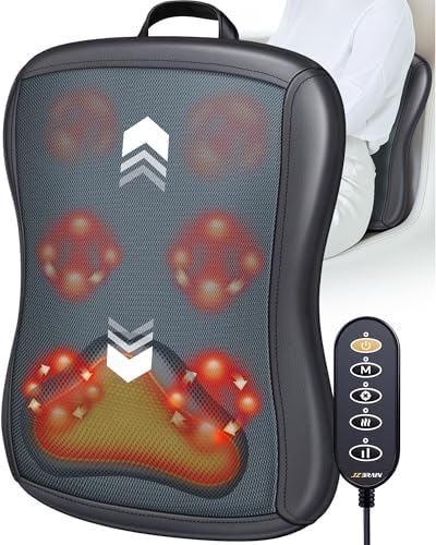 JZBRAIN Shiatsu Back Massager with Heat : Up and Down Rolling Massage - Electric Back Massager for Pain Relief Deep Tissue - Heated Lower Back Massager for Office, Home, Car Use（Black） by JZBRAIN