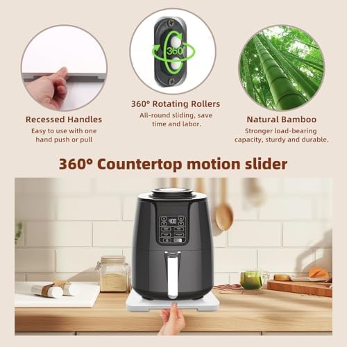 360° Rolling Tray Bamboo Appliance Slider for Kitchen Appliances - Image 4
