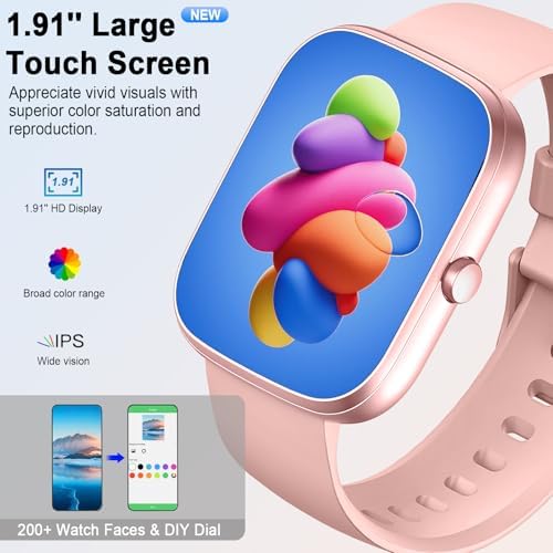 Smart Watch for Women (Answer/Make Call), 1.91"HD Smartwatch with Heart Rate/Sleep Monitor/Pedometer/Calories, 2026 Fitness Watch 110+ Sport Modes IP68 Waterproof Activity Tracker for Android iOS Pink - Image 2