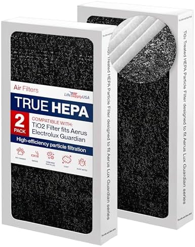 TiO2 True HEPA Filter Compatible with Eletrolux Aerus Guardian Air Series Air Purifier by LifeSupplyUSA (2-Pack) by LifeSupplyUSA