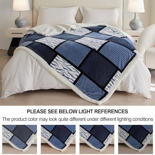 Gracelife Sherpa Fleece Throw Blanket for Couch, Fluffy Plush Warm Fuzzy Blanket for Women and Men, Cozy Thick Soft Twin Blanket for Bed, Black-White, 60x80 Inches - Image 2