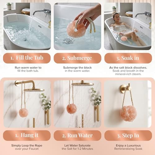 UMAID Himalayan Pink Salt Rock for Shower & Bath – Salt Buddy® 2 lb Hanging Mineral Stone for Spa-Inspired Relaxation, Self-Care & Bath Soaks, Unique Wellness & Home Spa Gifts for Men & Women - Image 2