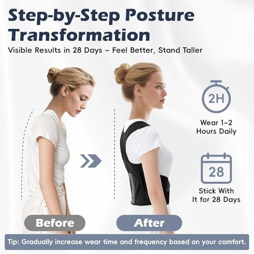 Posture Corrector for Women & Men, Full Back Brace Support with Adjustable Shoulder Straightener, Lower & Upper Back Pain Relief - Scoliosis, Hunchback, Spine Corrector (Black, Medium) - Image 5