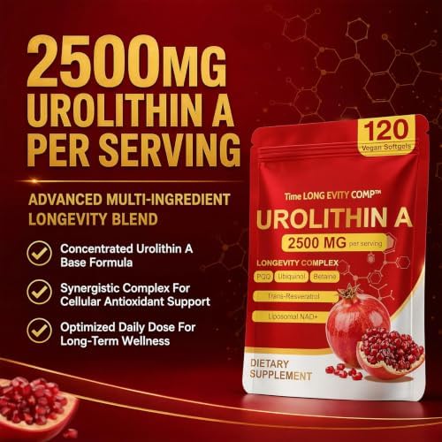 Urolithin A Supplement 2500mg with NAD+, Resveratrol, CoQ10 & PQQ, High Potency 5-in-1 Longevity Formula, Mitochondrial Support for Healthy Aging, Energy & Muscle Strength, 120 Softgels - Image 6