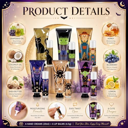 96 Pack Halloween Hand Cream and Lip Balm Gifts Set Bulk for Women - Image 2