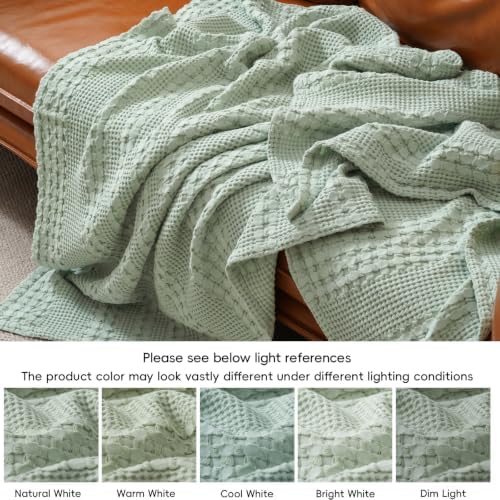PHF Lightweight 100% Cotton Waffle Blanket for Bed, Twin XL, Mint Green - Image 6