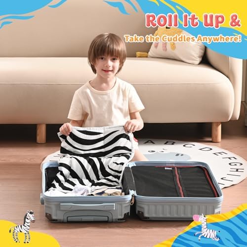 anfie Weighted Lap Pad 2 Pounds, Weighted Blanket(20"*30") Cooling Blanket for Resting,Weighted Throw Blanket for Travel Indoor Outdoor (White Zebra) - Image 5