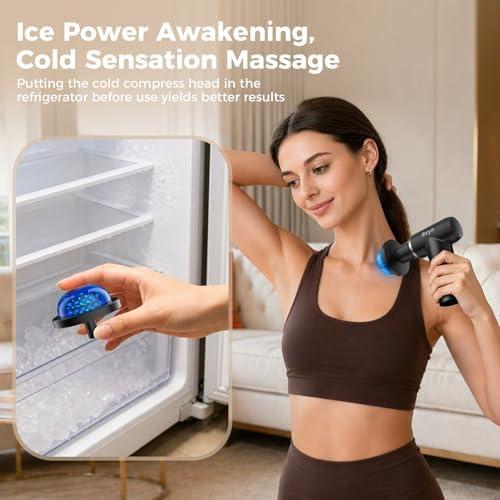 Beyn Hot and Cold Massager Gun with Detachable Extended Handle, 6 Massage Heads & LCD Display - Deep Tissue Massager for Neck Back Body Muscle Pain Relief - Image 3