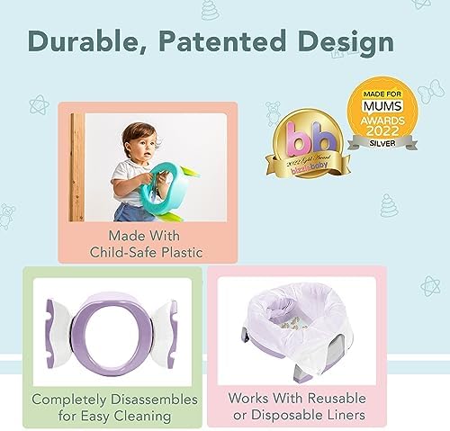Kalencom Potette Plus 2-in-1 Travel Potty and Trainer Seat - Dual-Purpose Potty Training Toilet Seat - Portable Potty for Toddler Travel - With Durable, Lock-In Legs and Splash Guard - Plum - Image 3