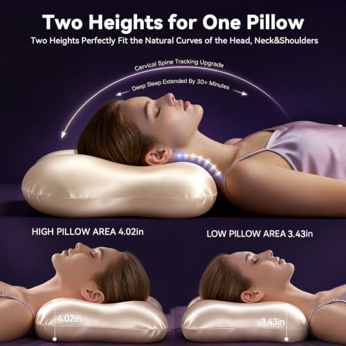 Dayme Cooling Cervical Neck Pillow – Contour Memory Foam Pillow, Champagne - Image 3