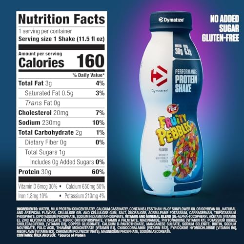 Bundle of Dymatize Performance Protein Shake, Fruity Pebbles (12 pack) + ISO100 Whey Protein Powder Isolate, Fruity Pebbles (20 Servings) - Image 2