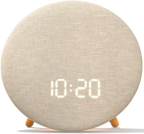 HOUSBAY Alarm Clock Sound Machine with Bluetooth Speaker - Room-Filling Sound, White Noise for Sleeping & Adult, Gentle Wake up Alarm, Cord-Free Use for Bedroom & Office, Oat Beige by HOUSBAY