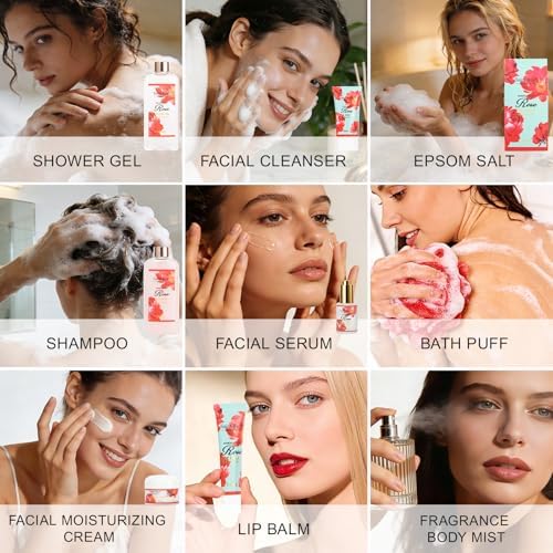 35Pcs Spa Kit Gift for Women, Sandalwood Red Rose Bath and Body Basket Gift - Image 5
