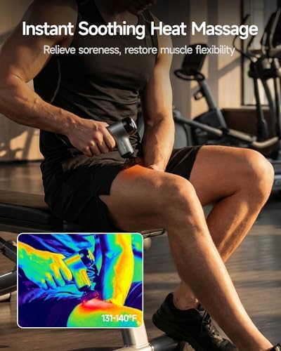 HEYCHY Mini Massage Gun Deep Tissue with Heat, FSA Eligible Massager Gun for Back Neck Relief, Portable Percussion Muscle Massager with 4 Massage Heads for Athletes, Men Women, HSA Eligible - Image 3