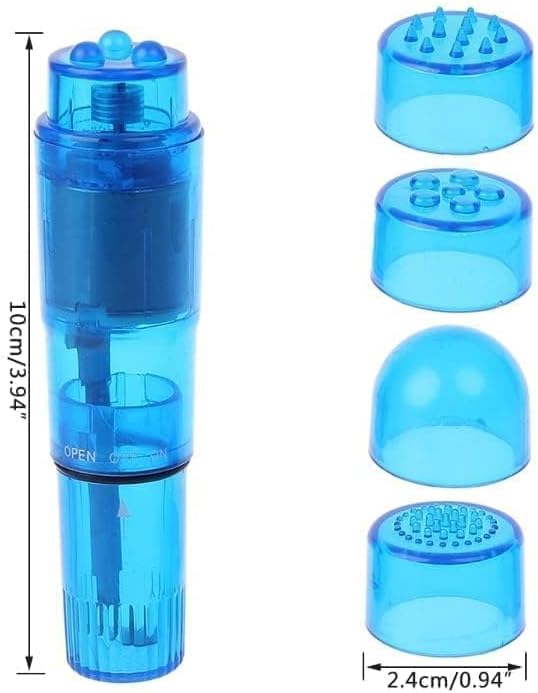Small Mini Massager Handheld Portable Tool for Women with 4 Heads Pocket Pen for Face Neck Head Back and Shoulder (Blue Purple Color) - Image 2