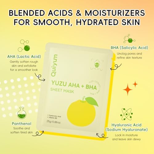 QUIYUM 14 Pack YUZU Sheet Mask - Oil control Facial Masks for Women & Teens - Image 7