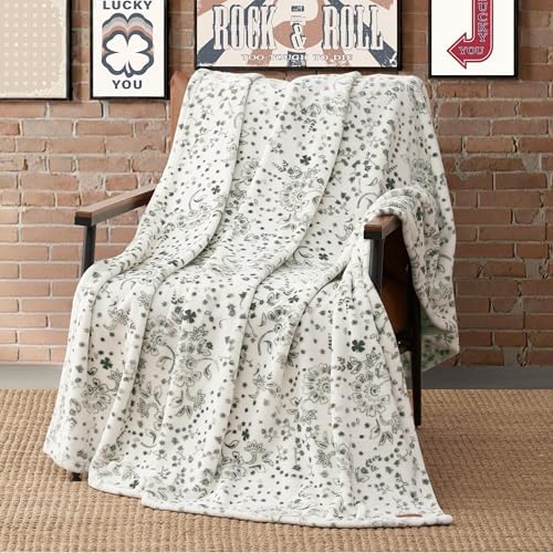 Lucky Brand 50" x 70" Plush Throw Blanket, Bandana White Blanket for Sofa or Bed - Image 3
